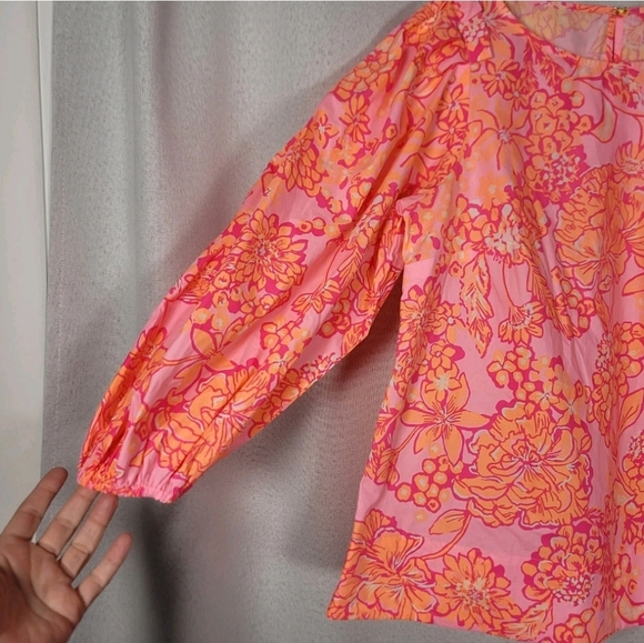 Lilly Pulitzer Barbara Top Pink Orange Tropical Resortwear Shirt Women's Size S - Picture 4 of 6